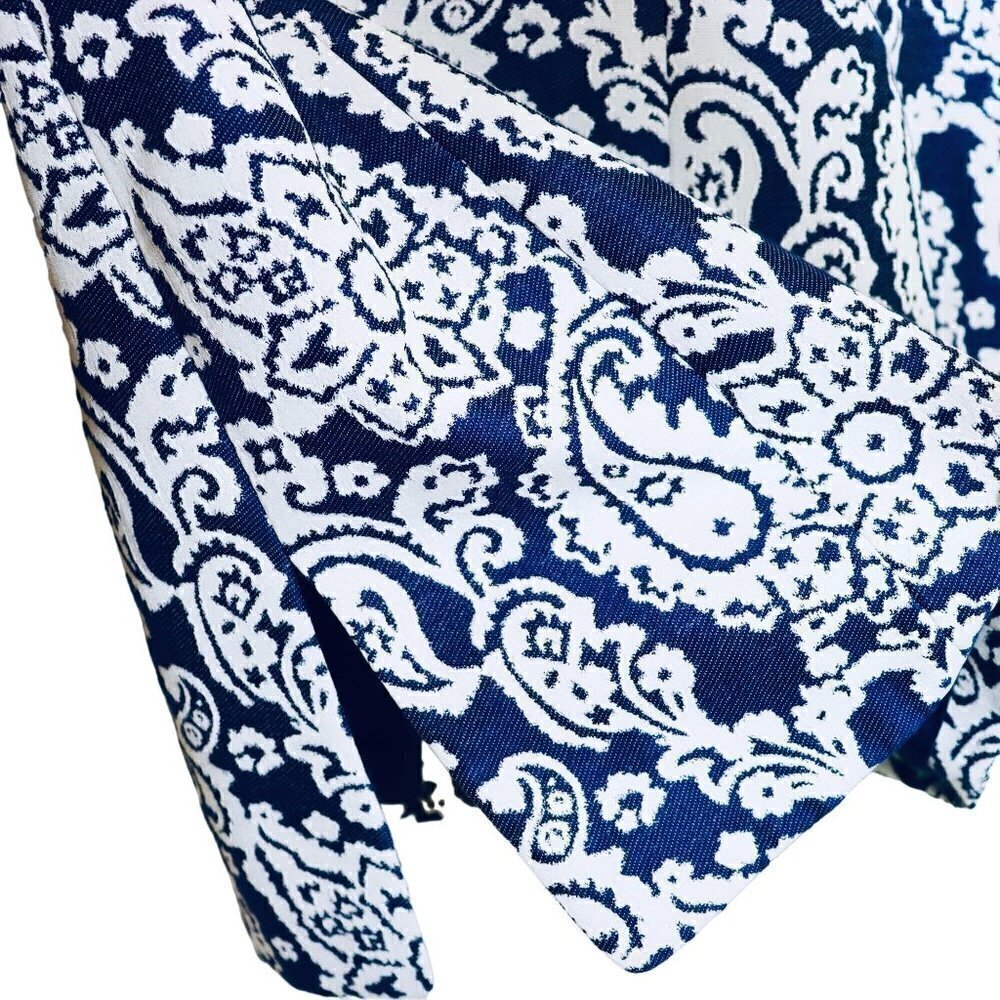 Ellen Tracy x Linda Allard Blazer Size 12 Tapastry Blue White Paisley Jacket - Picture 9 of 10